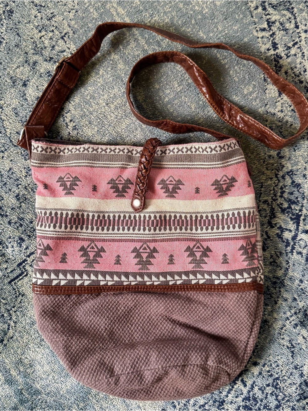 Aeropostale - Women’s Y2K Pink Boho Crossbody Bag, Woven Fabric, Western Style